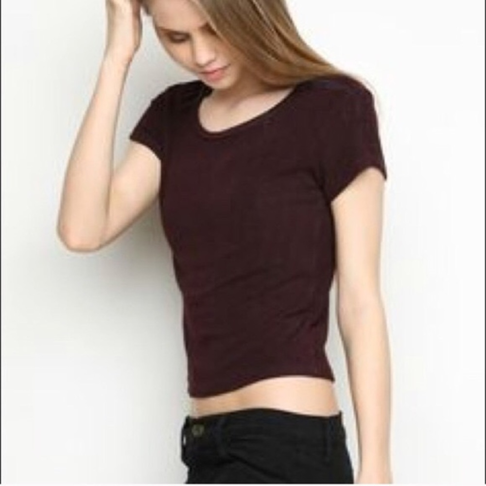 Brandy Melville Maroon Ribbed Shirt